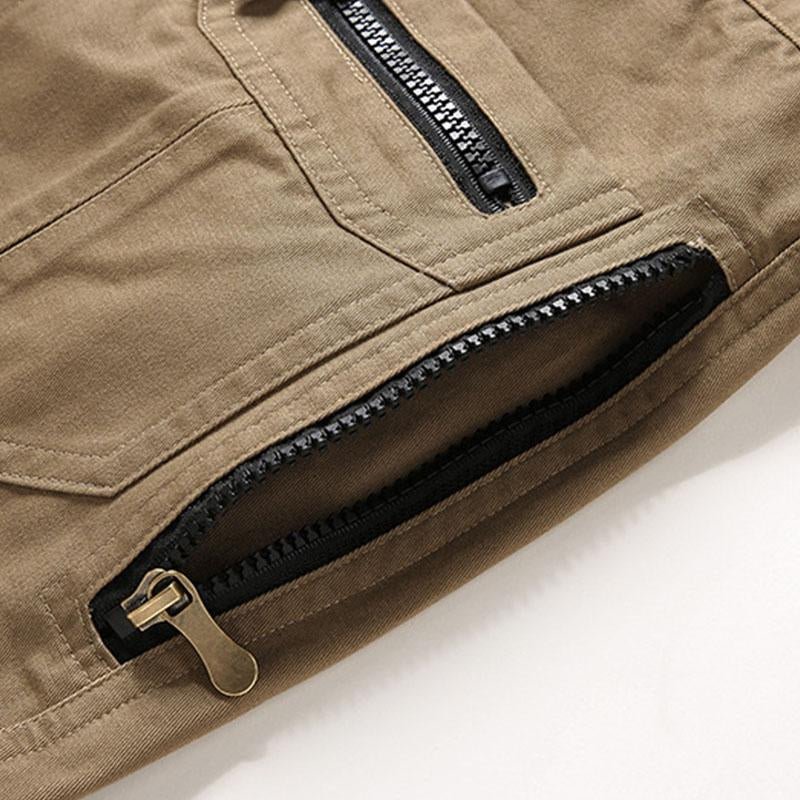 Men's Casual Loose Straight Multi-pocket Cotton Cargo Pants 67668646M