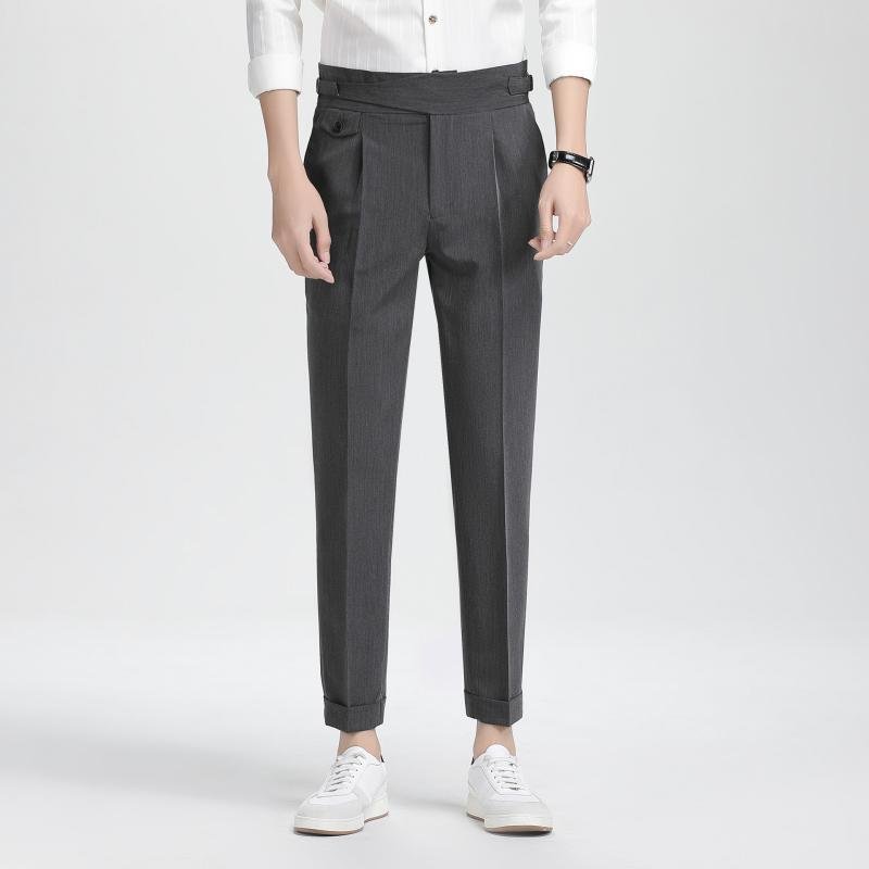 Men's Neapolitan High Waist Slim-Fit Cropped Business Pants 6346667Z