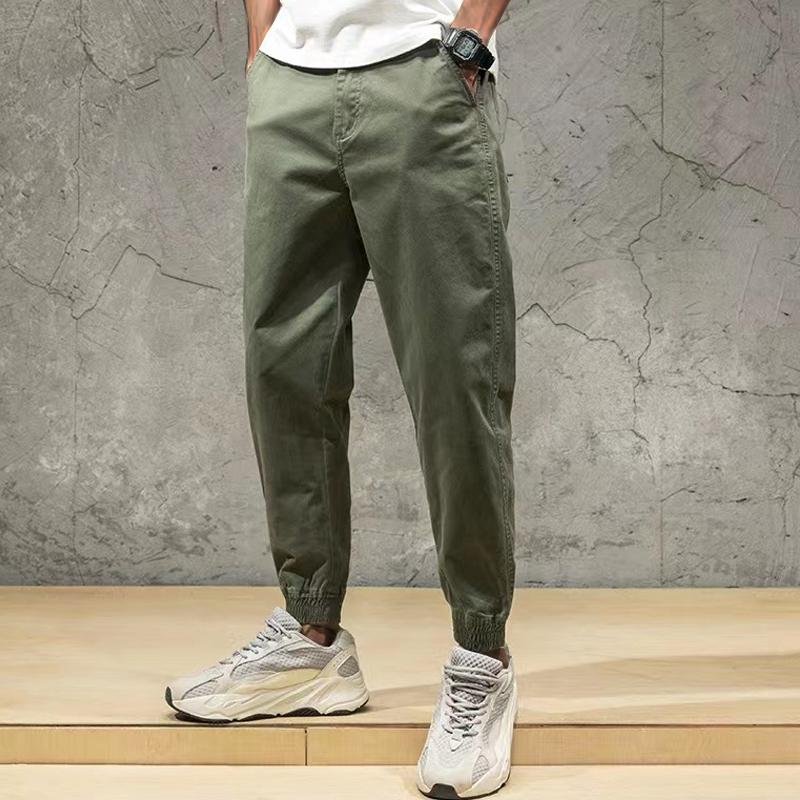 Men's Solid Color Elastic Waist Casual Cargo Pants 66474677Z