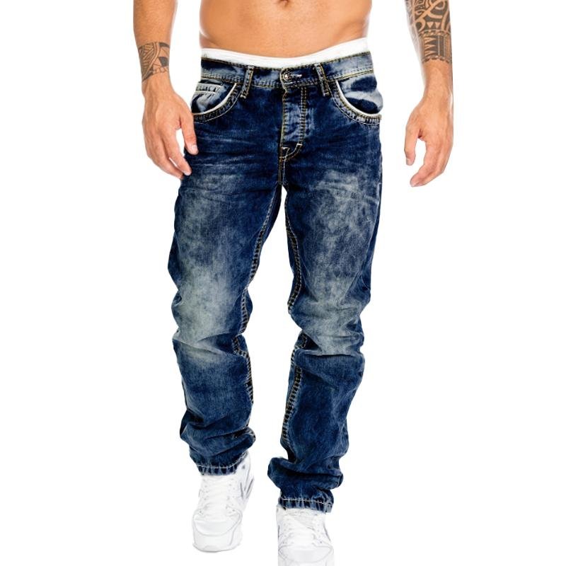 Men's Retro Distressed Straight Jeans 76836633X