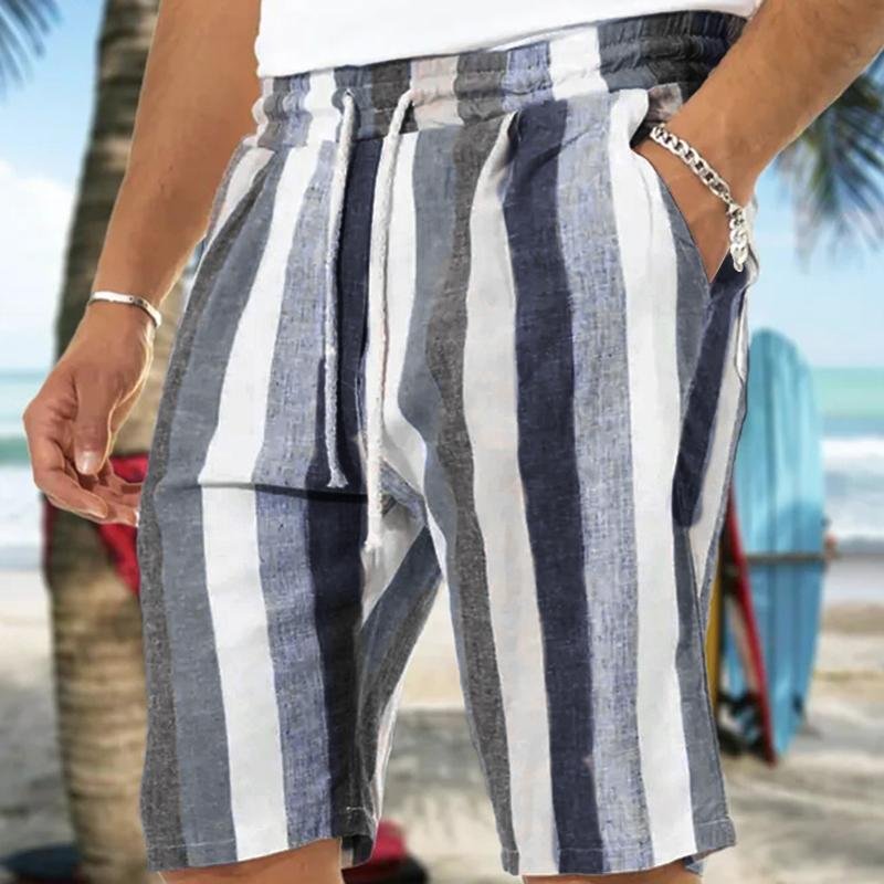 Men's Loose Waist Striped Beach Shorts 60694437X