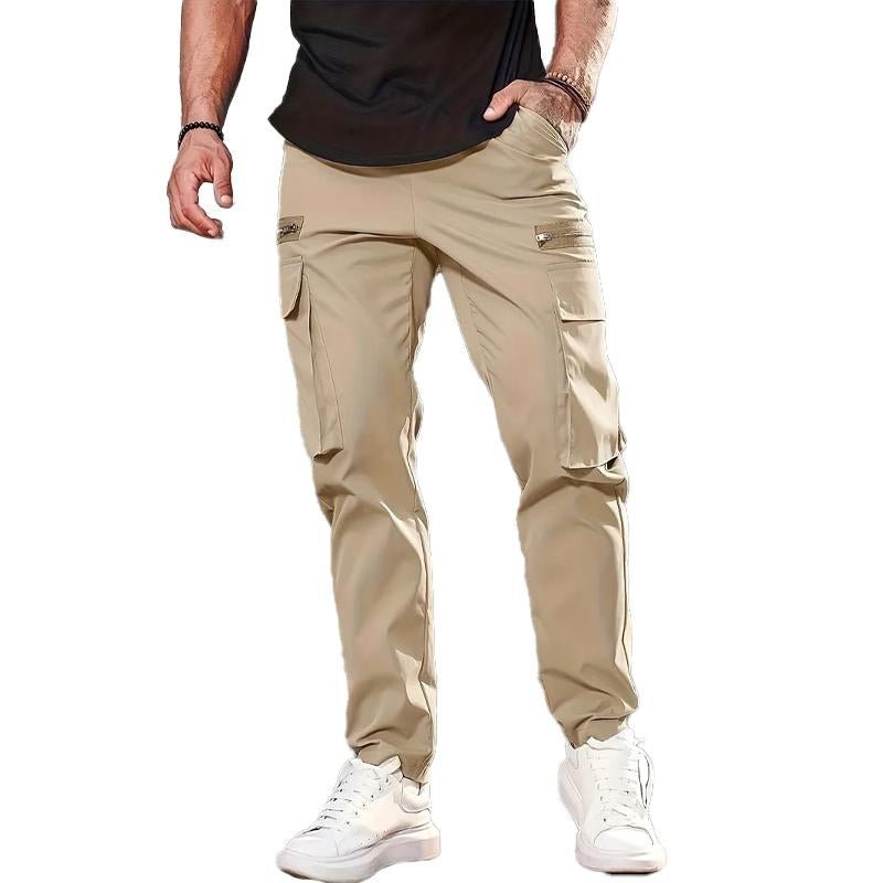 Men's Casual Solid Color Multi-Pocket Cargo Pants 66636364Y