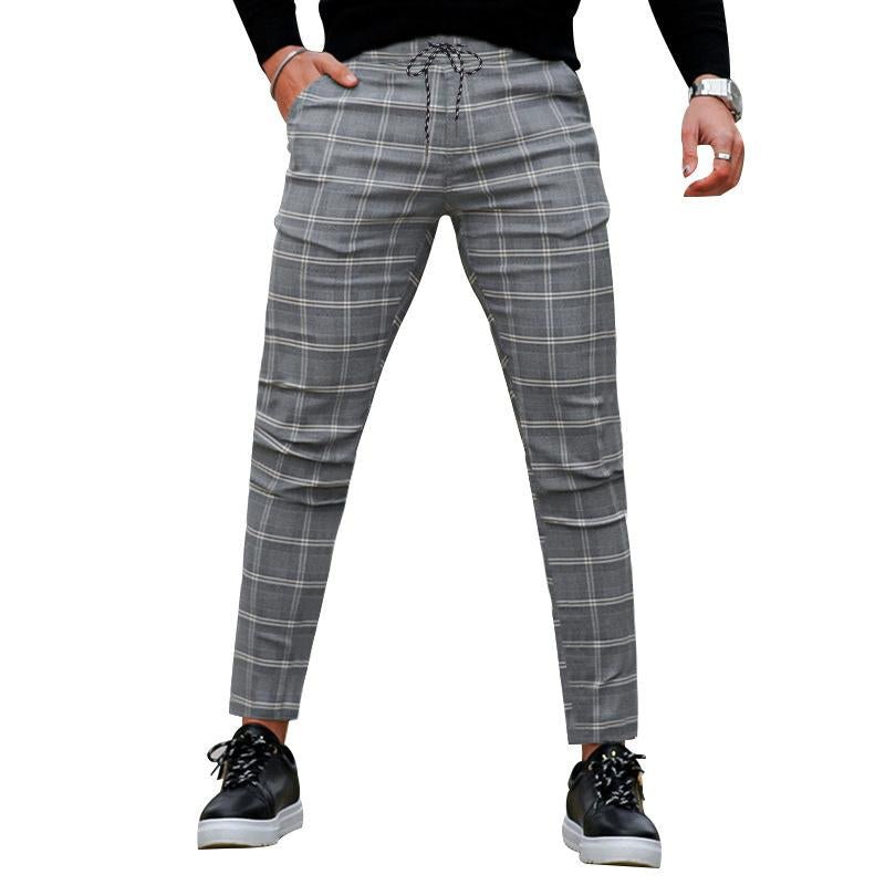 Men'S Retro Casual Plaid Straight Pants 86644766Y