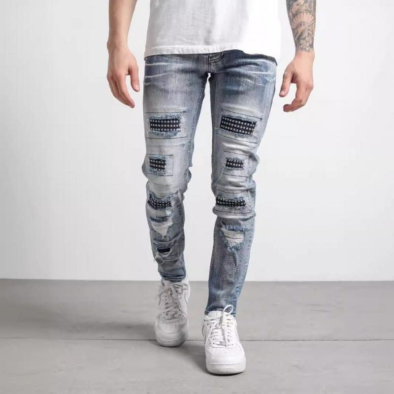 Men's Fashion Distressed Skinny Casual Jeans 86390906Z