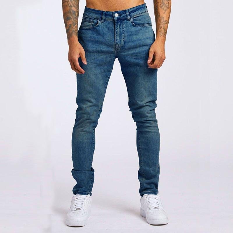 Men's Casual Washed Slim High Waist Jeans 60667960M