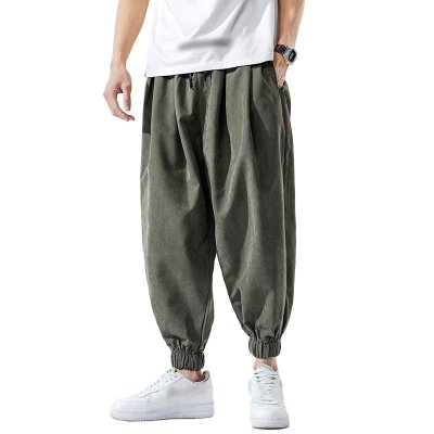 Men's Casual Solid Color Elastic Waist Loose Pants 84049486M