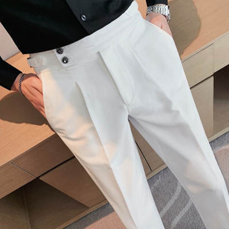 Men's British Style Slim Fit Cropped Formal Pants 80649668M