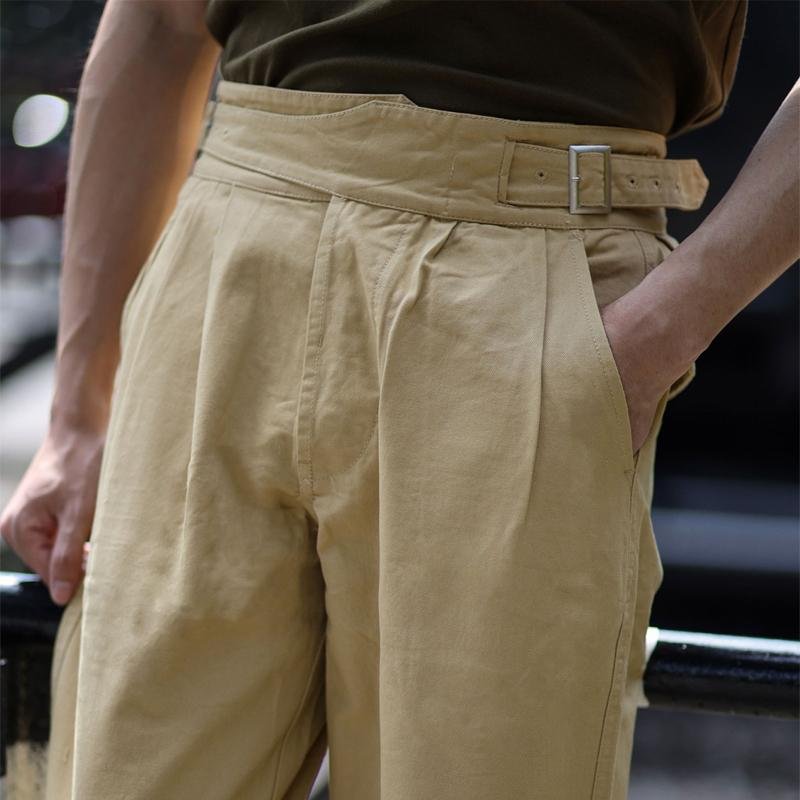 Men's Casual Vintage Solid Color Gurkha Pants 84084446Y