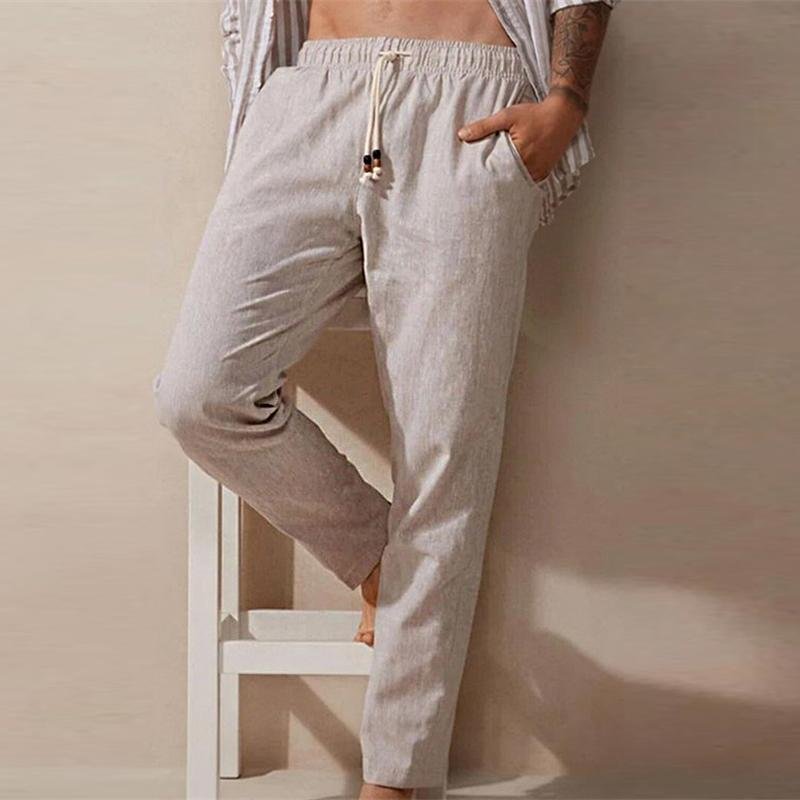 Men's Casual Loose Solid Color Drawstring Trousers 37776480Y