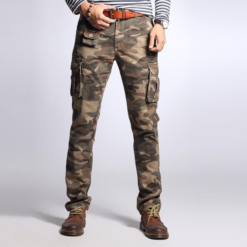 Men's Camouflage Multi-pocket Cotton Slim Cargo Pants 08647889Z