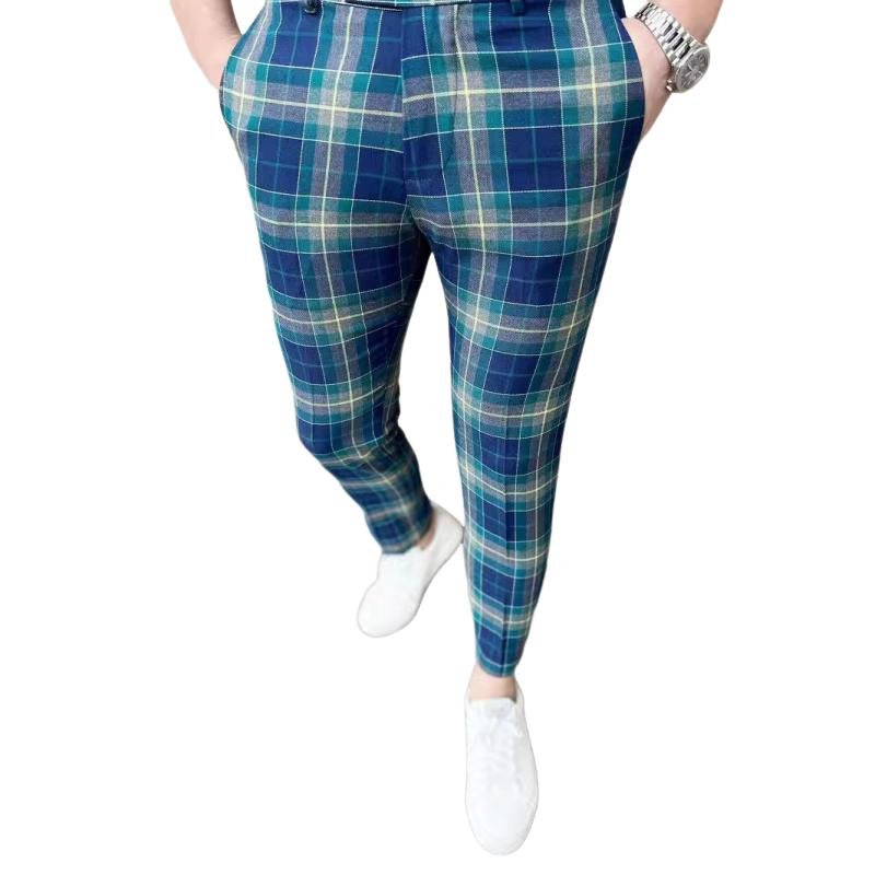 Men's Casual Plaid Print Pants 04944640Y