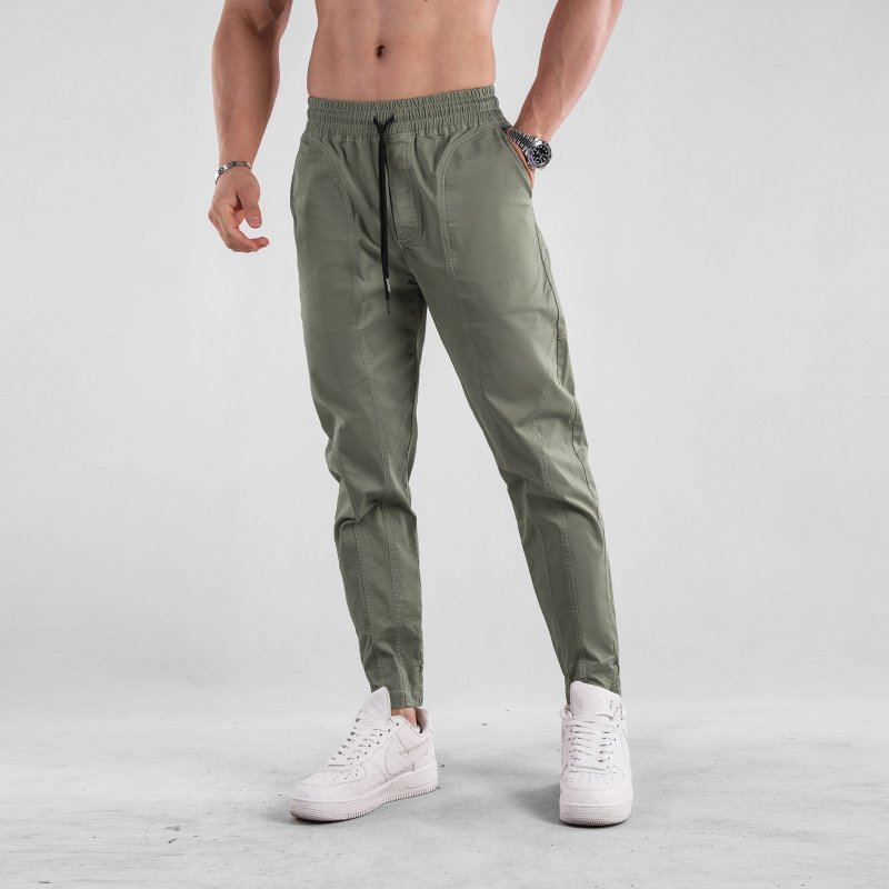 Men's Solid Color Cotton Elastic Waist Sports Pants 49807760Z