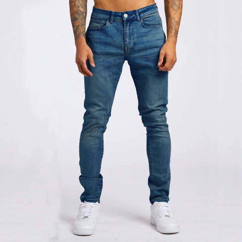 Men's Casual Washed Straight Slim Fit Jeans 64047674M