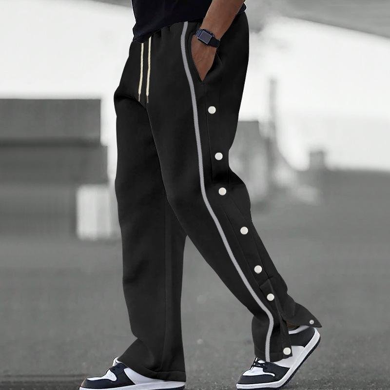 Men's Casual Elastic Waist Buttoned Loose Sports Pants 67793744M