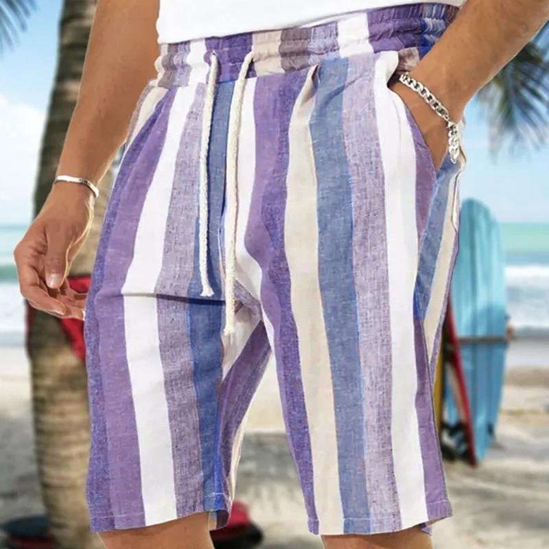 Men's Loose Waist Striped Beach Shorts 60694437X