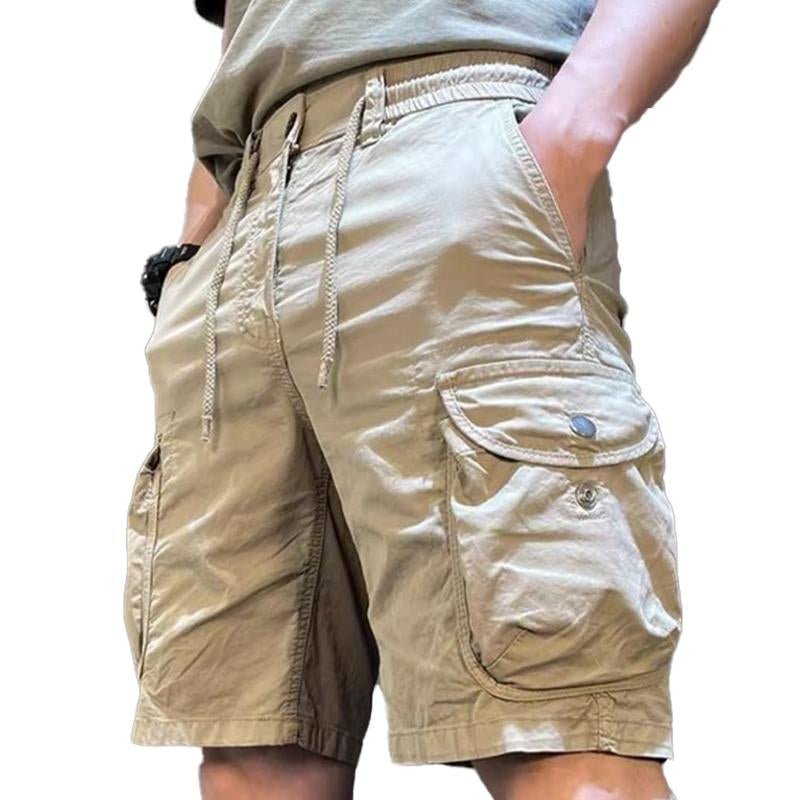 Men's Retro Casual Loose Straight Cargo Shorts 79768694X