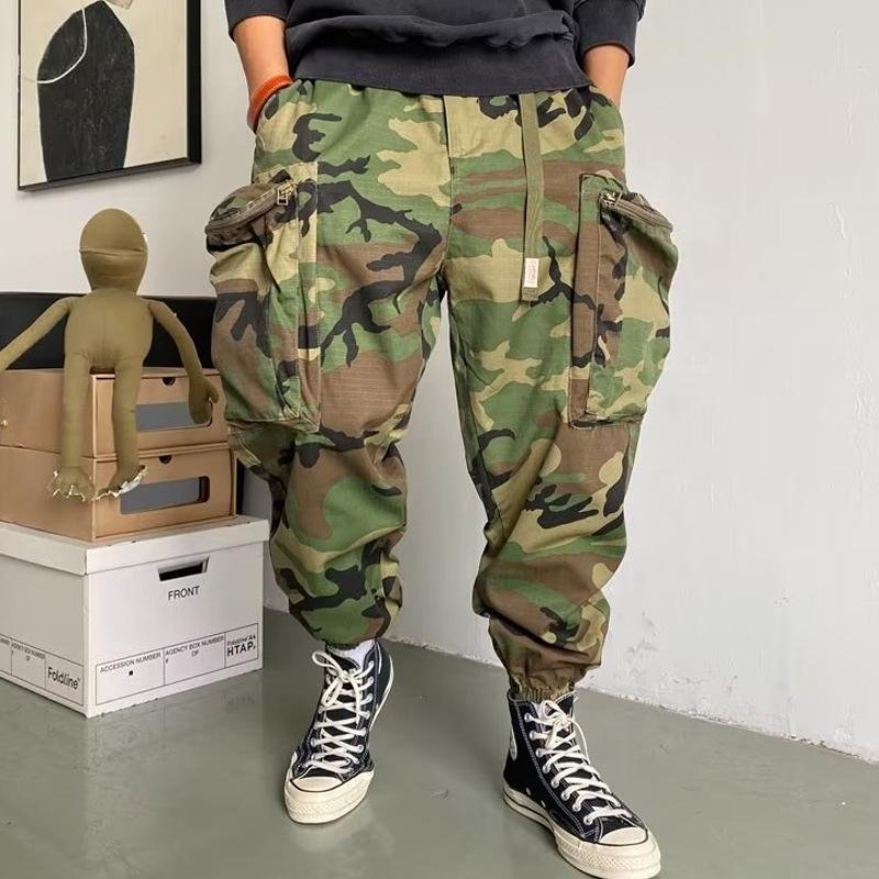 Men's Vintage Loose Camo Big Pocket Cargo Pants 08397767Y