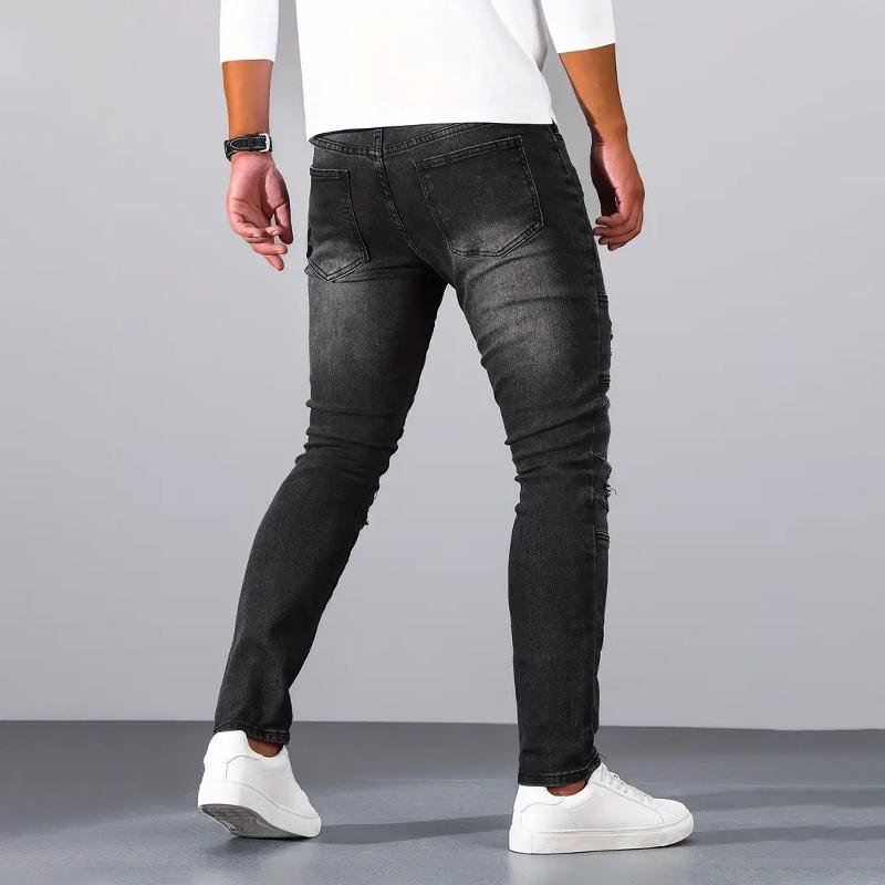 Men's Fashion Distressed Skinny Casual Jeans 60666689Z