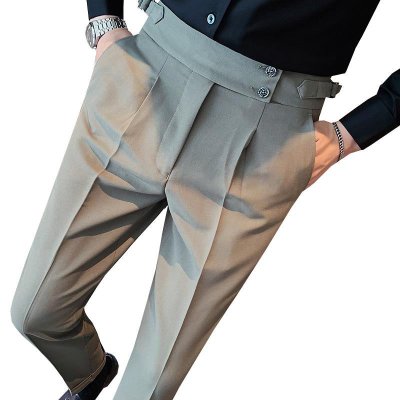 Men's British Style Slim Fit Cropped Formal Pants 80649668M