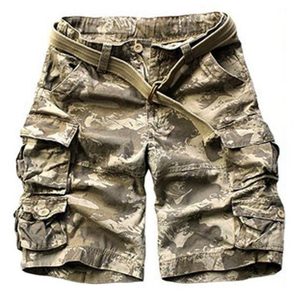 Men's Casual Outdoor Cotton Washed Loose Multi-pocket Camouflage Cargo Shorts 60493734M