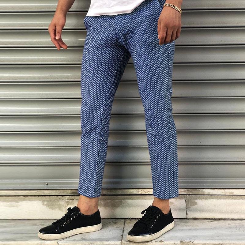 Men's Casual Printed Slim Fit Tapered Pants 46748866M