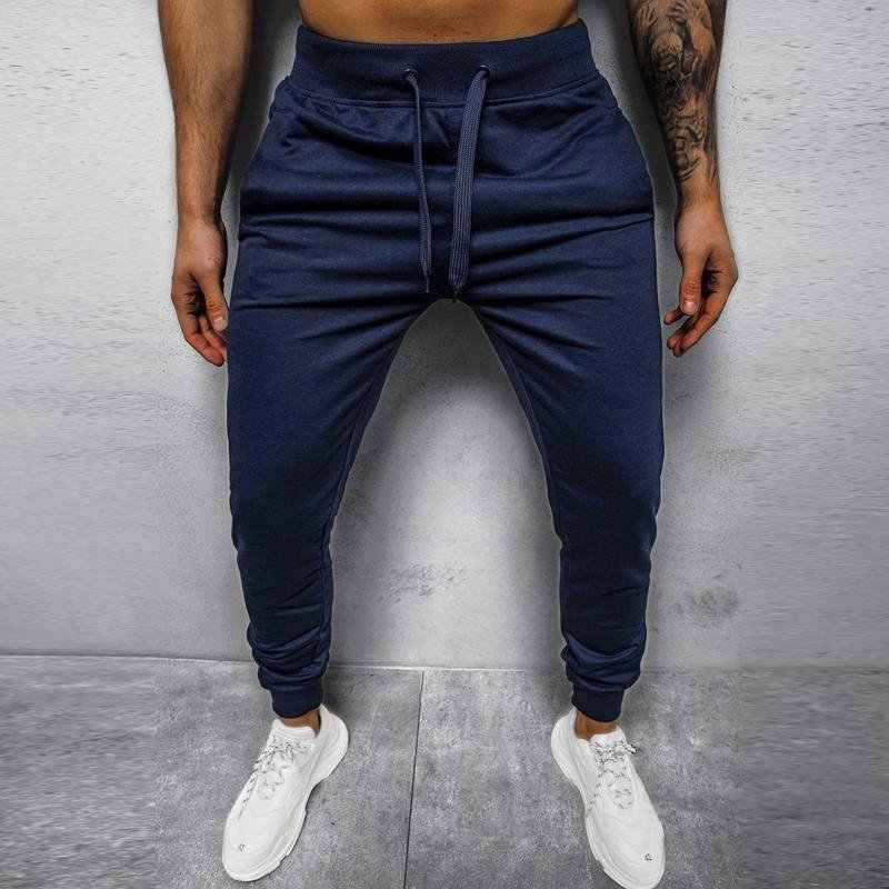 Men's Casual Solid Color Elastic Waist Loose Sports Pants 34630663M