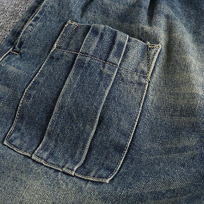 Men'S Vintage Washed Distressed Multi-Pocket Cargo Jeans 76846469Y