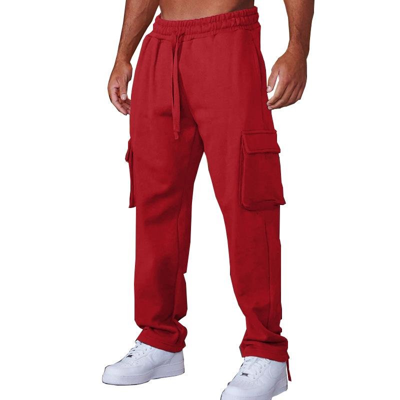 Men's Multi-Pocket Casual Drawstring Straight Trousers 36673989X