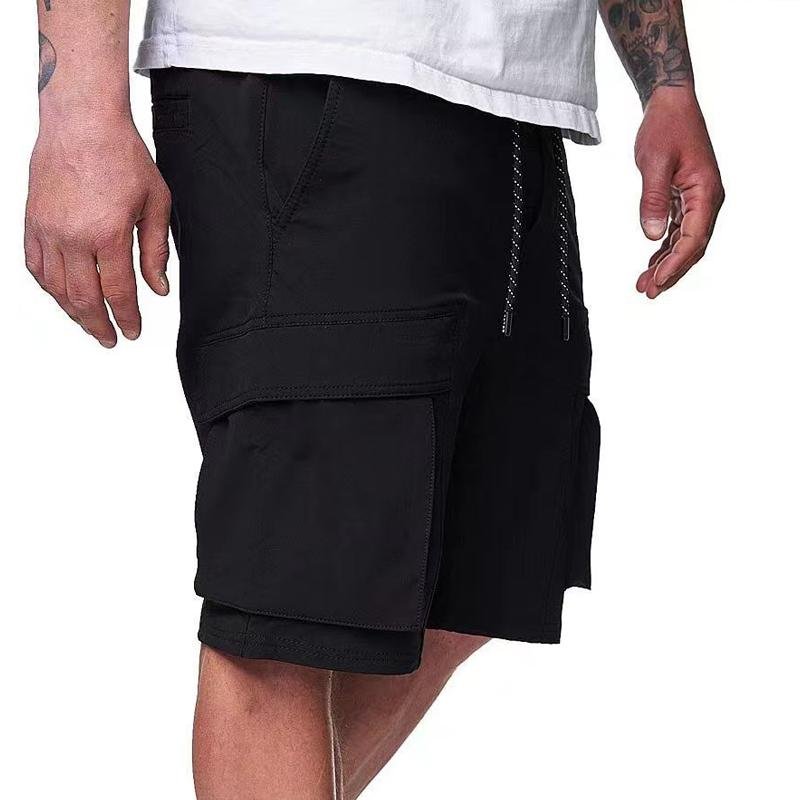 Men's Loose Drawstring Elastic Waist Multi-pocket Cargo Shorts 04936964Z