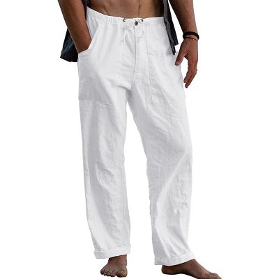 Men's Casual Solid Color Cotton Linen Pants 30364866Y