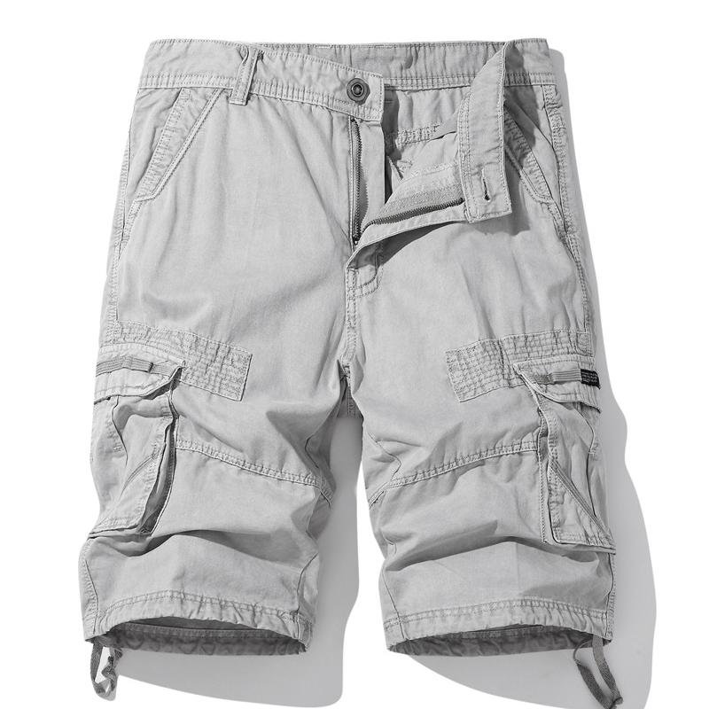 Men's Solid Color Multi-Pocket Cargo Shorts 66047664Z