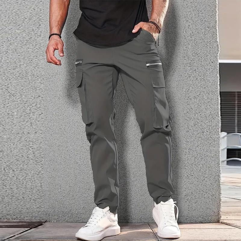 Men's Casual Solid Color Multi-Pocket Cargo Pants 66636364Y