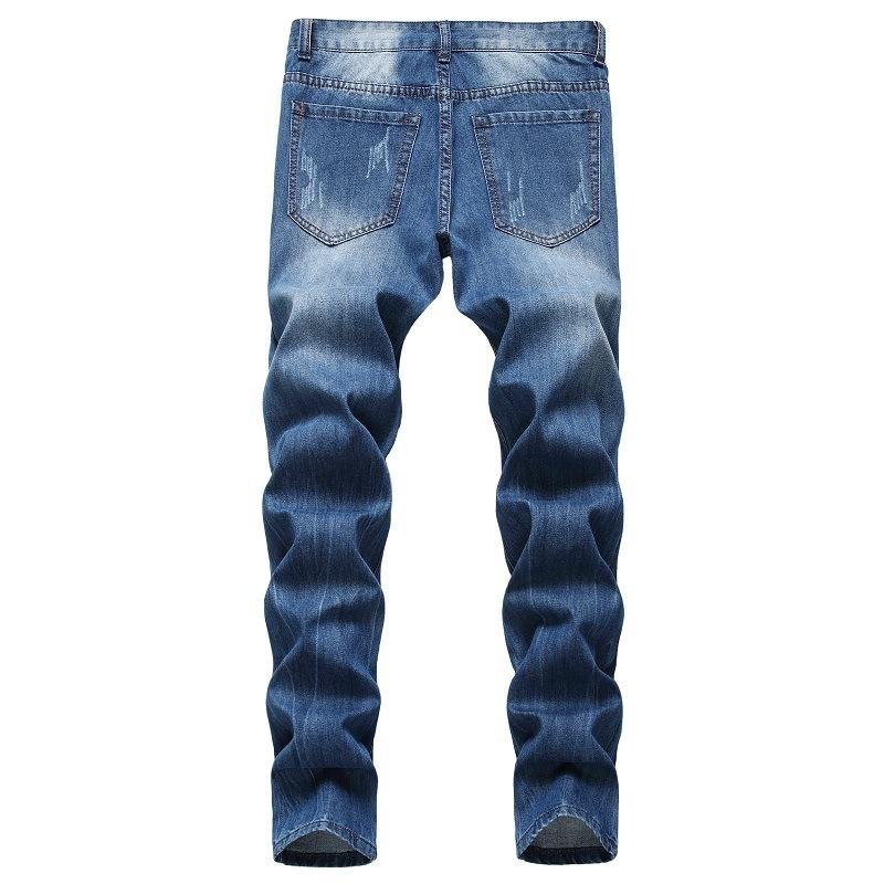 Men's Fashion Camo Patchwork Distressed Hole Slim Jeans 88866930Z