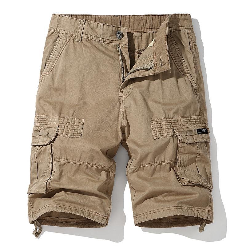 Men's Solid Color Multi-Pocket Cargo Shorts 66047664Z