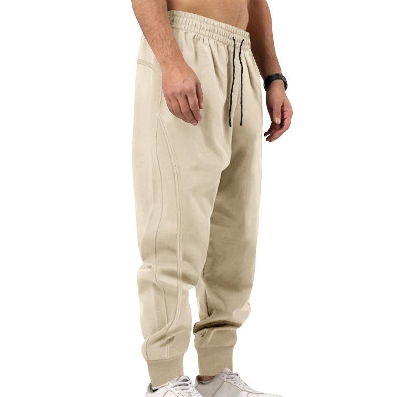 Men's Solid Drawstring Elastic Waist Loose Sports Pants 80069938Z