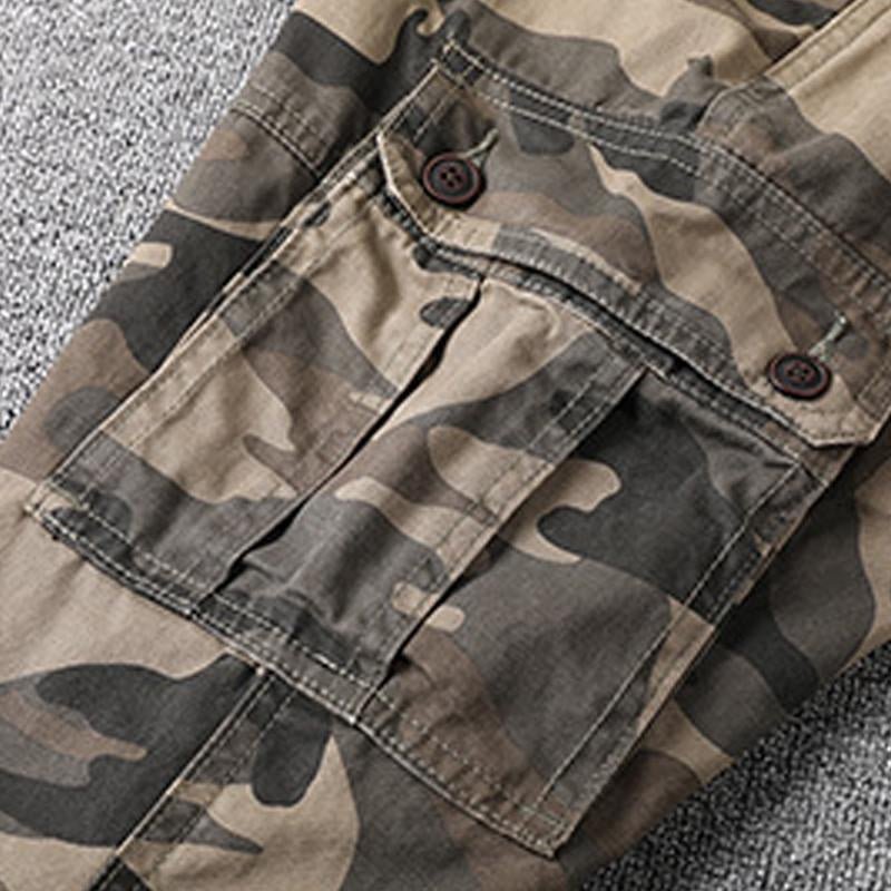 Men's Casual Outdoor Camouflage Cotton Straight Leg Cargo Pants 86406797M