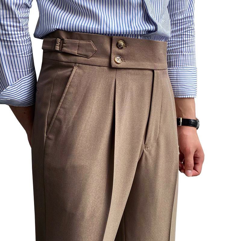 Men's British Style Drape High Waist Straight Pants 76687648M