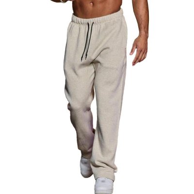 Men's Casual Solid Color Cotton Elastic Waist Loose Sports Pants 74979046M