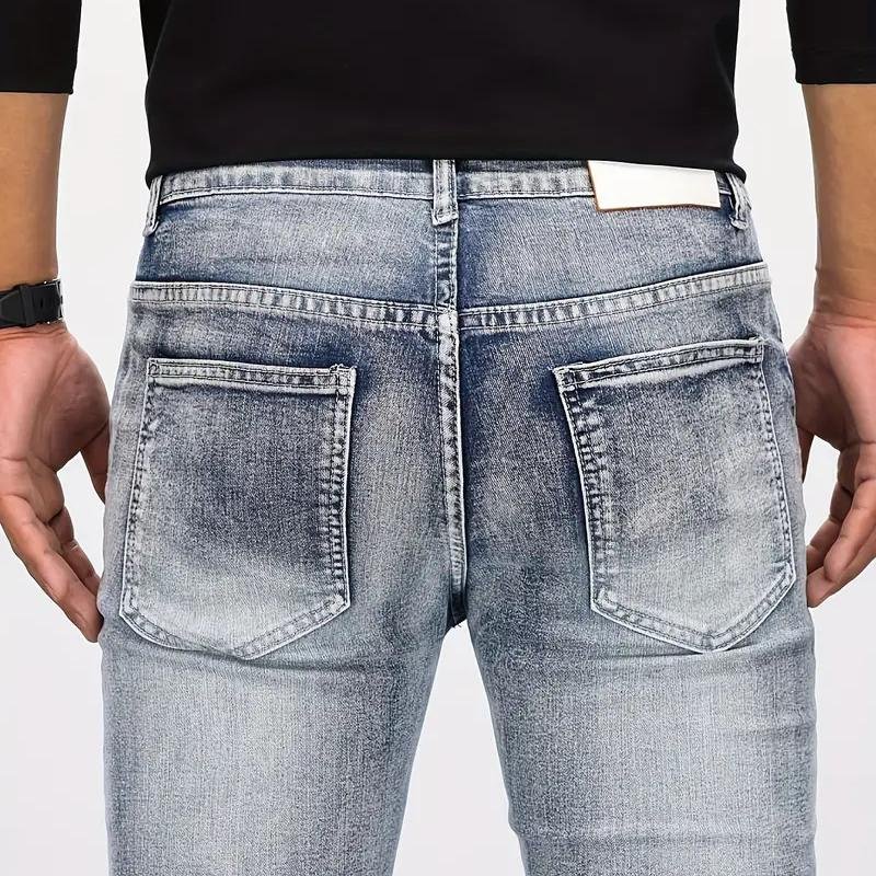 Men's Fashion Distressed Patchwork Skinny Bike Jeans 63944444Z