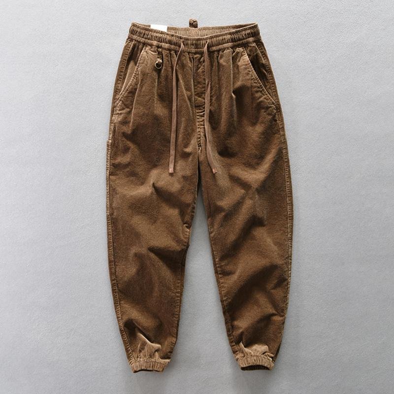 Men's Vintage Corduroy Loose Loose Elastic Waist Pants 88636669M