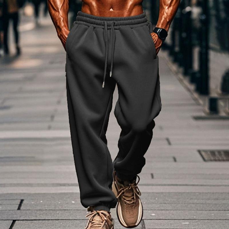 Men's Solid Color Elastic Waist Loose Sports Pants 06804680Z