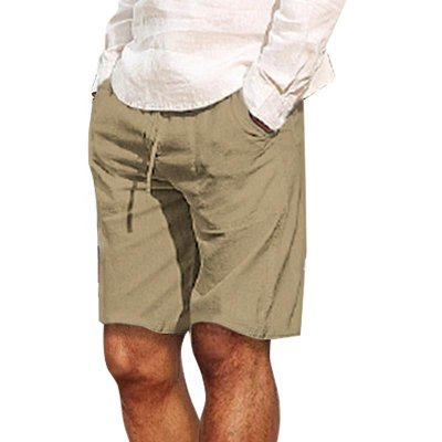 Men's Casual Solid Color Cotton And Linen Shorts 04767660Y