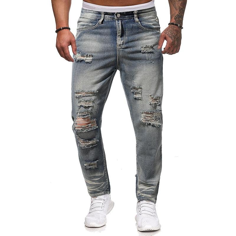 Men's Vintage Ripped Mid-rise Jeans 96496349X