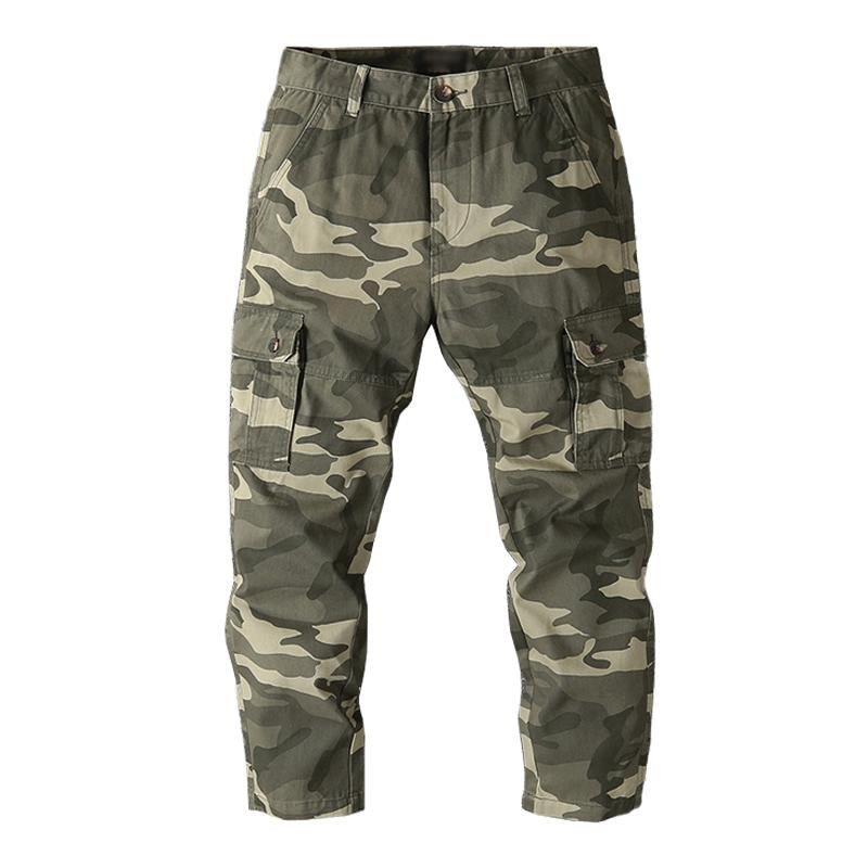 Men's Casual Outdoor Camouflage Cotton Straight Leg Cargo Pants 86406797M