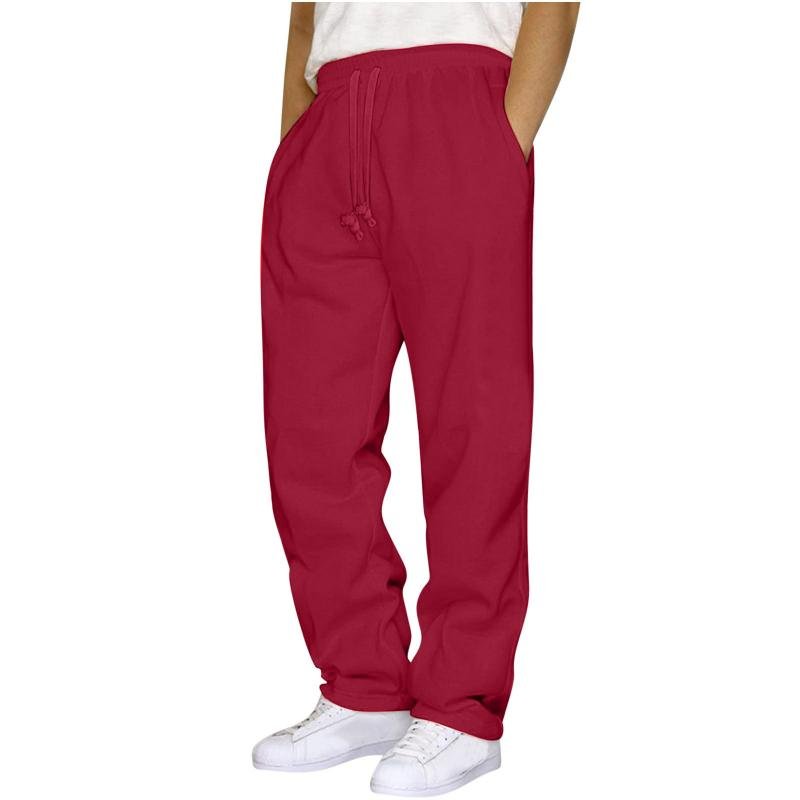 Men's Solid Color Plush Elastic Waist Loose Sports Pants 66446679Z