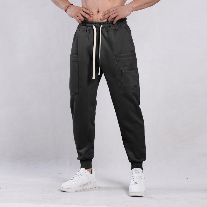 Men's Solid Color Elastic Waist Loose Sports Pants 46646698Z