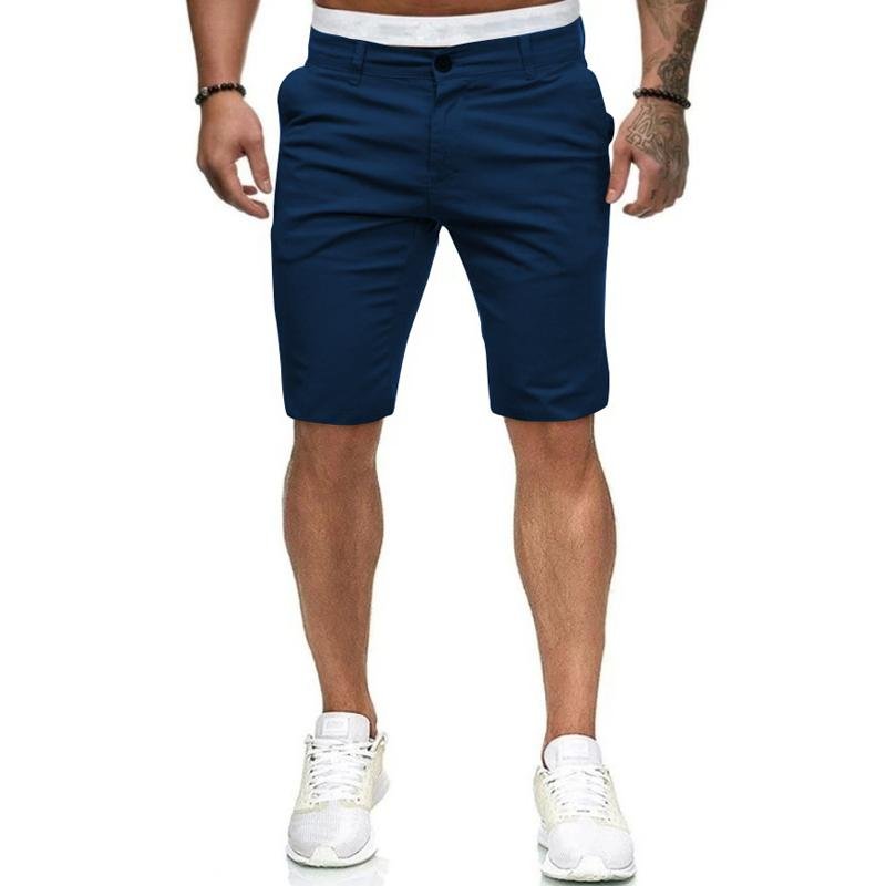 Men's Casual Solid Color Slim Fit Suit Shorts 86674996M