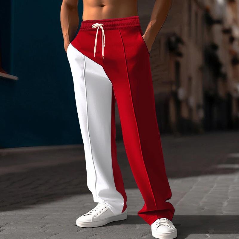 Men's Colorblock Straight Elastic Waist Sports Pants 70964487Z
