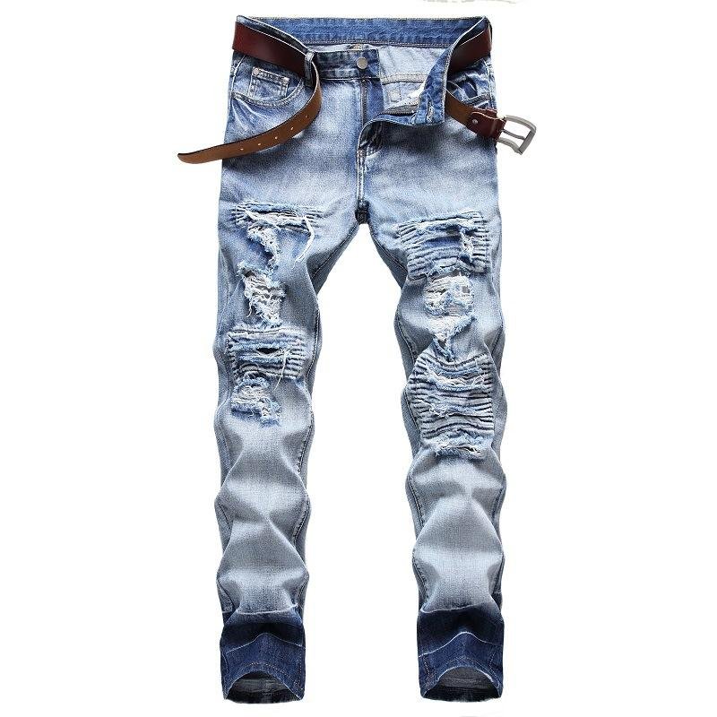 Men's Fashion Distressed Hole Slim Jeans 44804409Z
