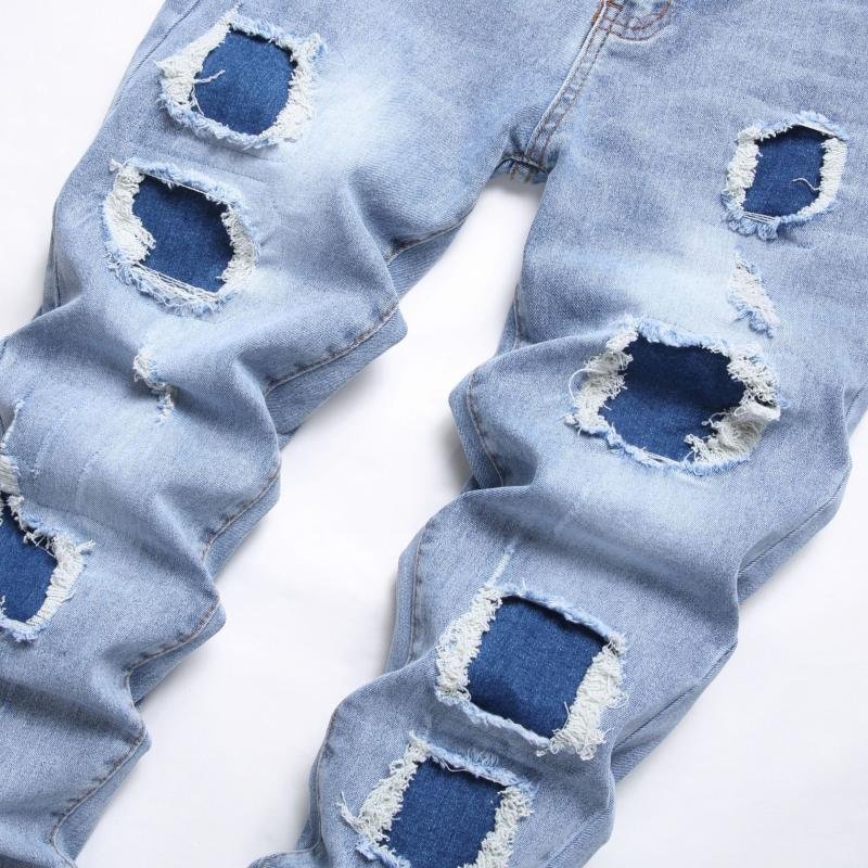 Men's Fashion Distressed Hole Slim Jeans 06474993Z